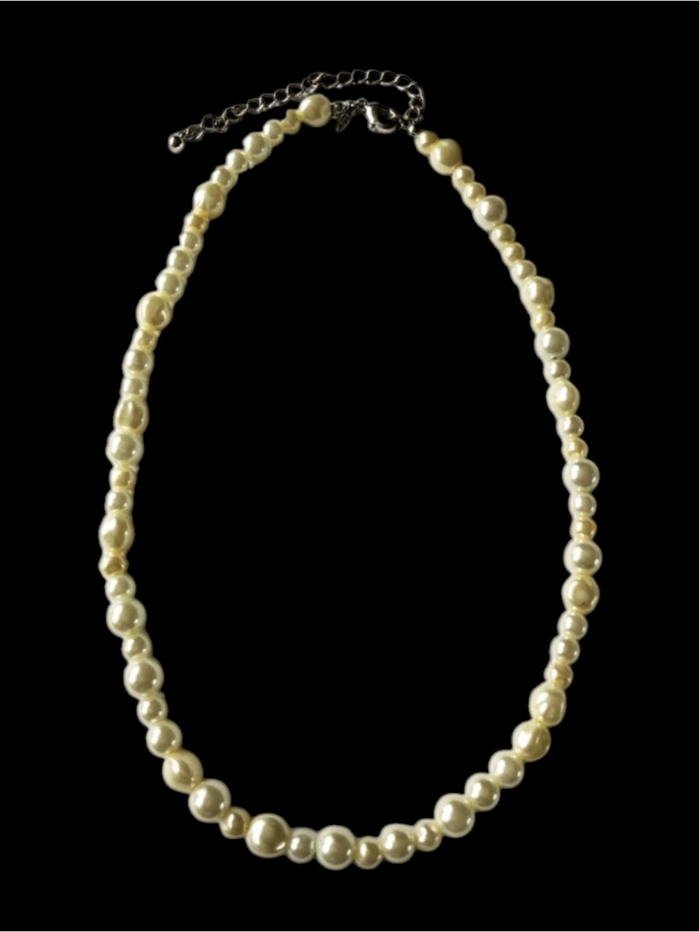 Vintage AVON SAC Silver-Tone Faux Baroque Pearl Necklace - Picture 6 of 15